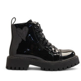 Europeon Union Women Black Vernis Leather Half Boot #3488